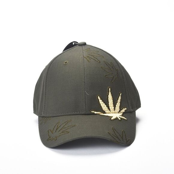 Weed Marijuana Cannabis Ganja Leaf Green Baseball Hat Adjustable Hook and Loop - Picture 1 of 4